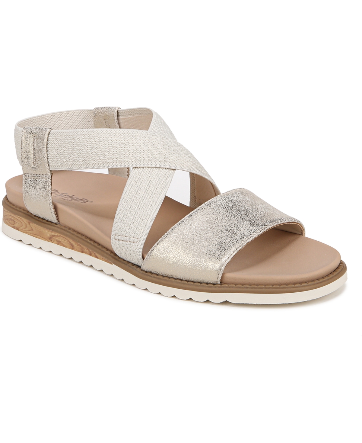 Dr. Scholl's Women's Islander Ankle Strap Sandals In Light Gold Fabric