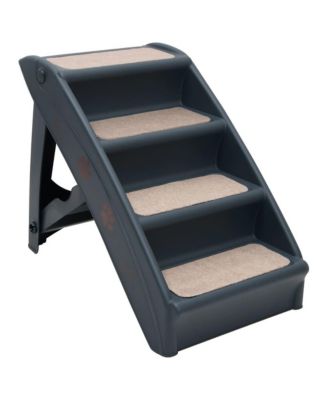 Folding 4-Step Dog Stairs Dark Gray
