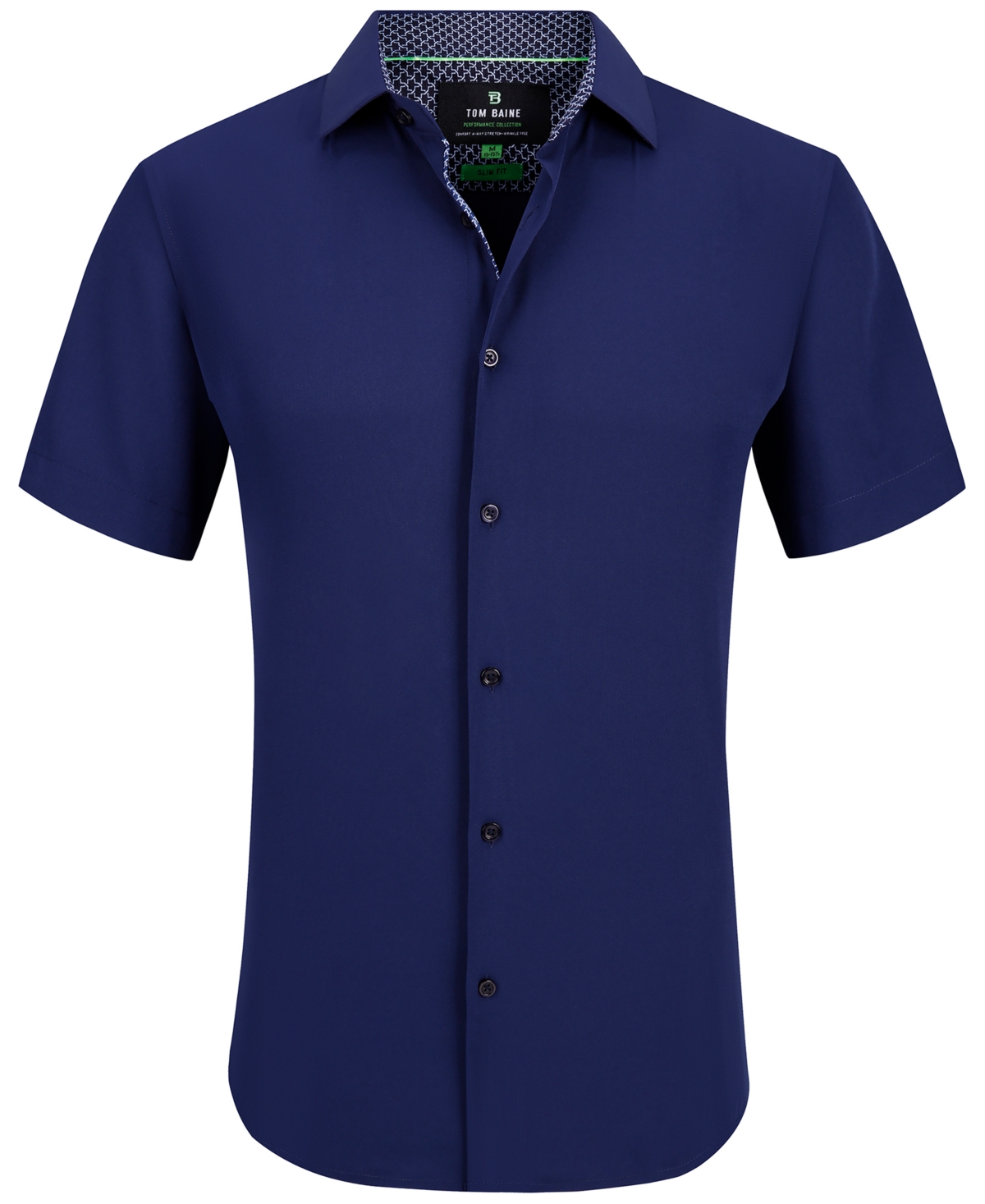 Shop Tom Baine Men's Slim Fit Short Sleeve Performance Button Down Dress Shirt In Navy