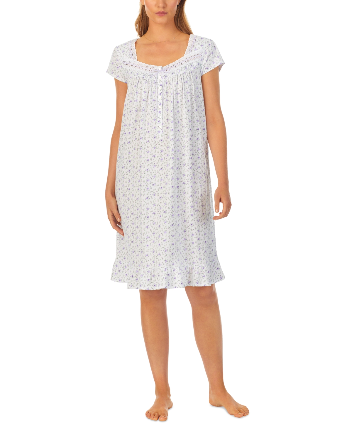 Women's Cotton Cap-Sleeve Floral Nightgown - Floral Print