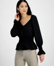Macy's black top dressy blouses