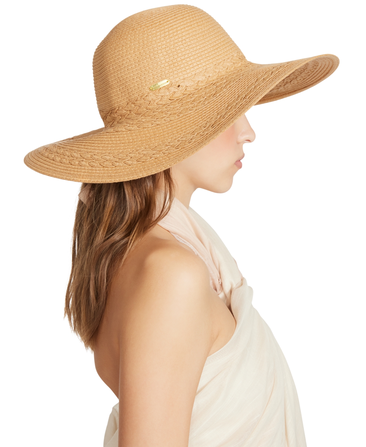 Women's Braided Straw Floppy Hat - Tan