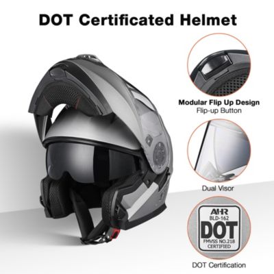 RUN-M3 Modular Flip Up Helmet Full Face Dual Visor DOT Motorcycle Bike XXL