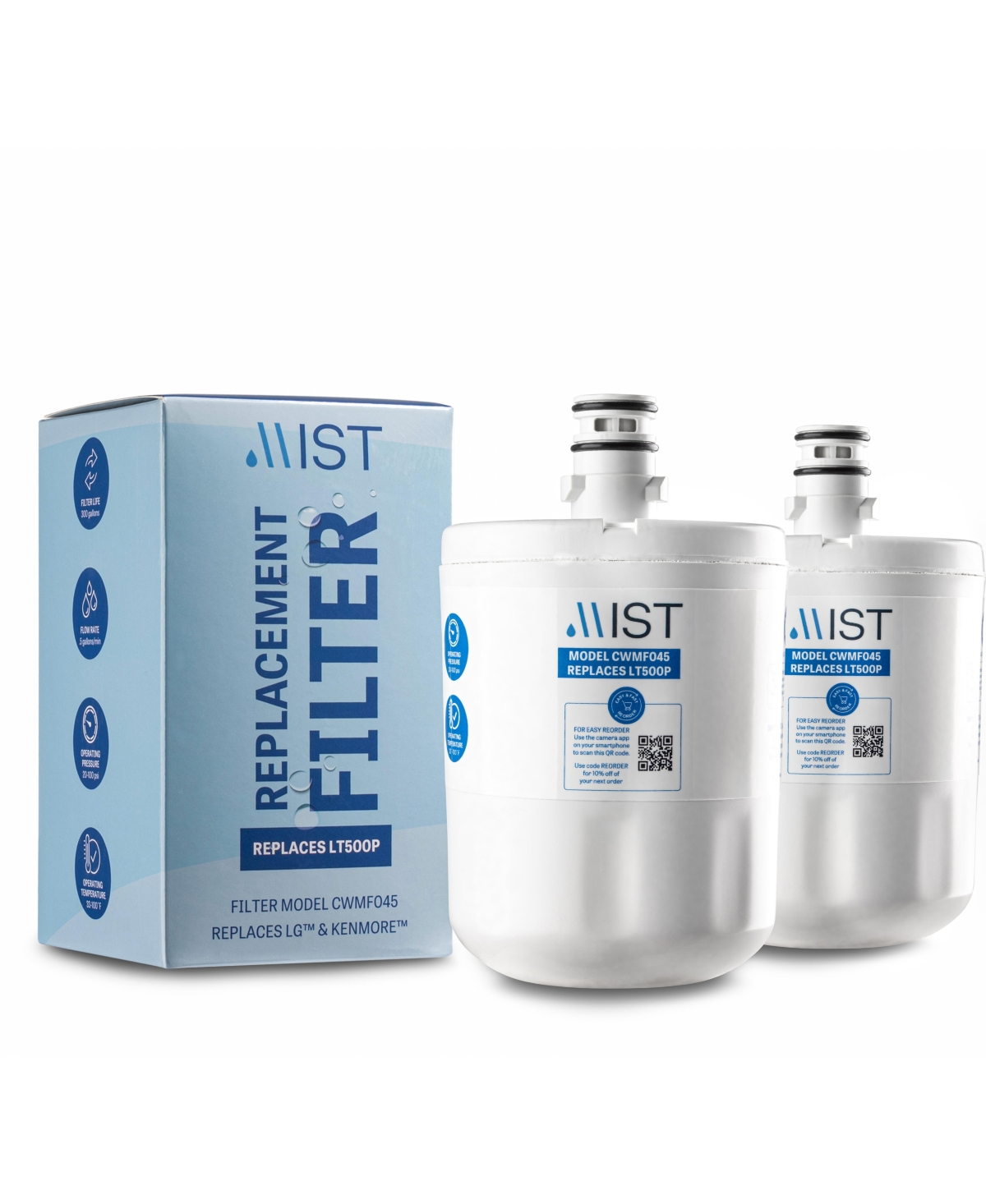 Water Filter Replacement 2 Pack - White