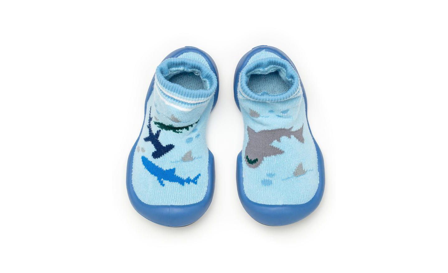 Обувь Komuello First Walk Sock Shoes Shark Tank для мальчиков-малышей, цвет: Синий — фото 1