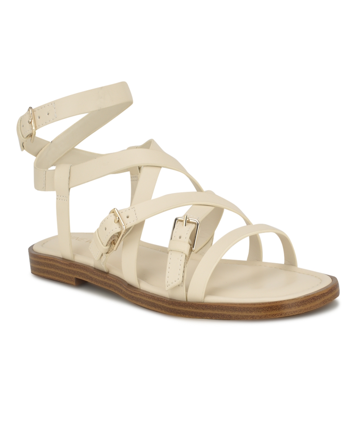 Women's Rulen Square Toe Strappy Flat Sandals - Gold