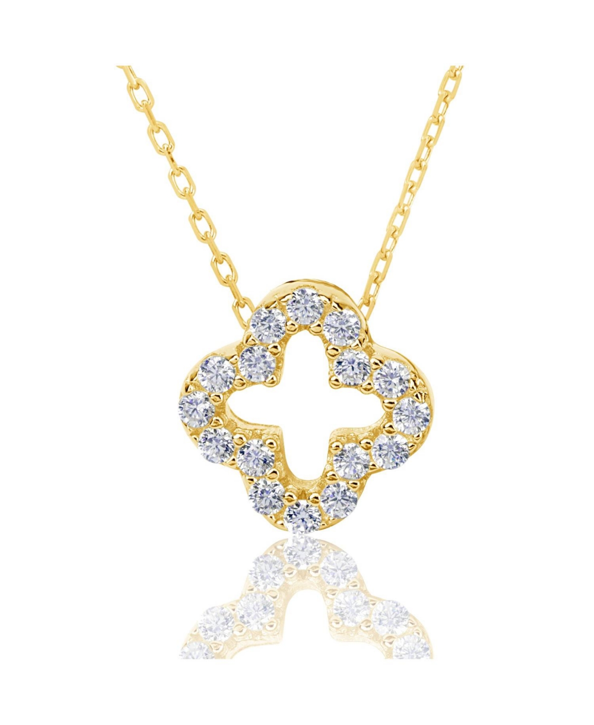 Suzy Levian Sterling Silver Cubic Zirconia Mini Clover Pendant Necklace - Rose