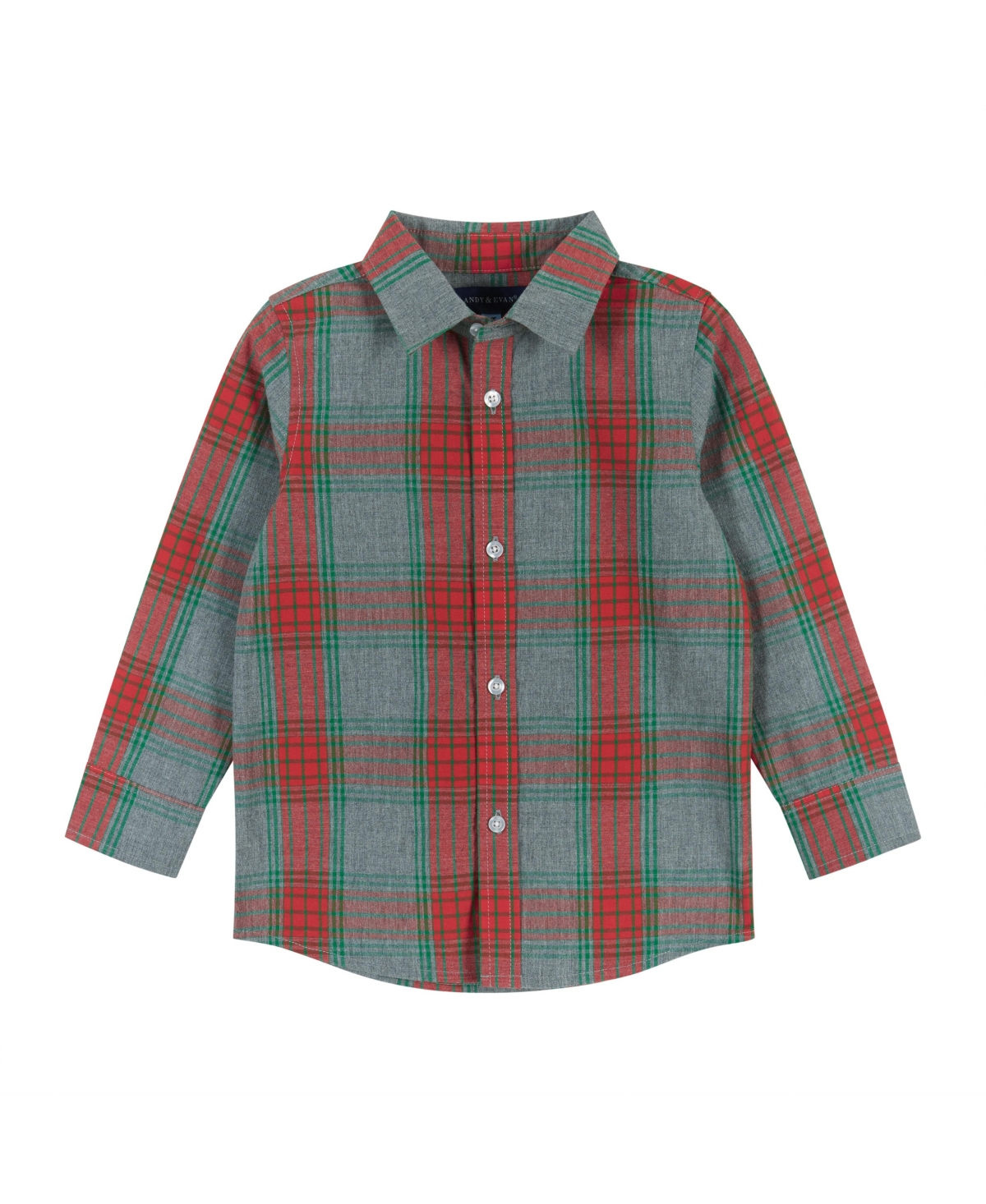 Andy & Evan Toddler Boys Toddler/Child Holiday Check Buttondown w/Vest Set -Pastel Grey