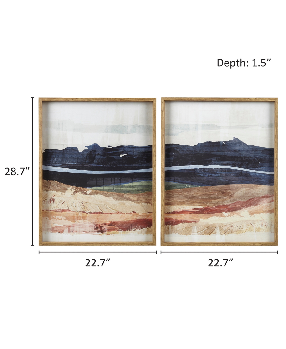 Shop Ink+ivy Dreaming Abstract Landscape Diptych 2-pc Framed Glass Wall Art Set In Open Blue