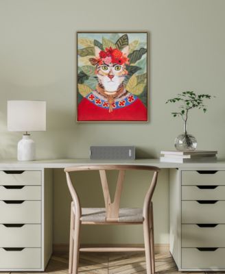 Pet Portrait Bohemian Cat In Forest Framed Canvas Wall Art
