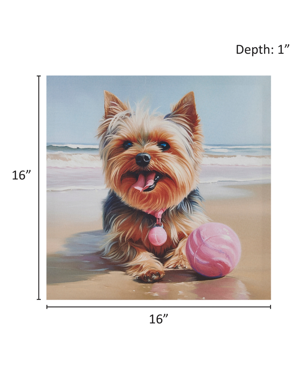 Shop Madison Park Beach Dogs Yorkie Canvas Wall Art In Open Blue