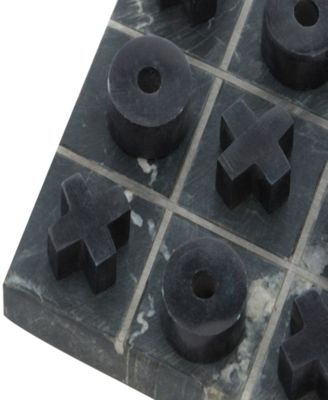 Marble Tic Tac Toe Game Set with Gold-Tone or Silver-Tone Inlay, 6" x 6" x 1"