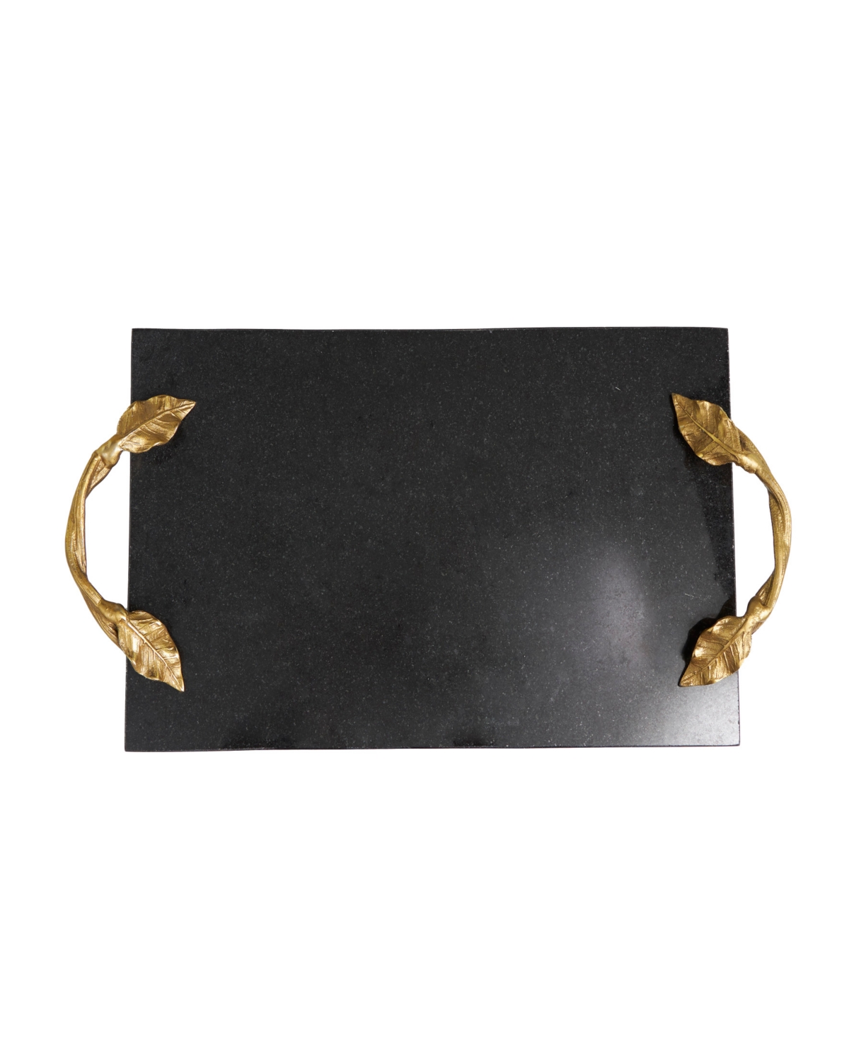 Rosemary Lane Marble Rectangle Tray with Gold-Tone Leaf Handles, 21