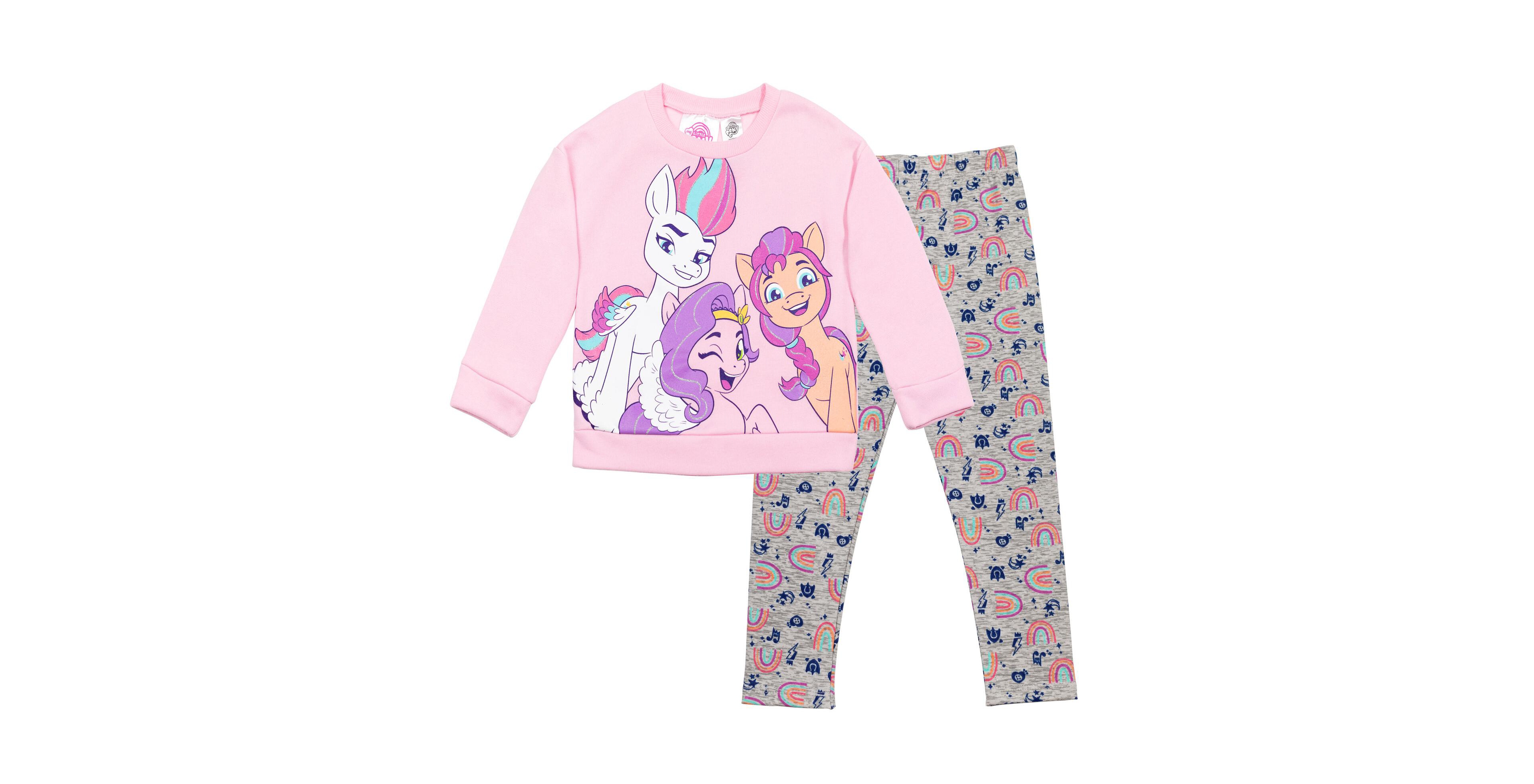 My Little Pony Toddler Girls Sunny Pipp Zipp Fleece Pullover Sweatshirt Legging Set Toddler|Child