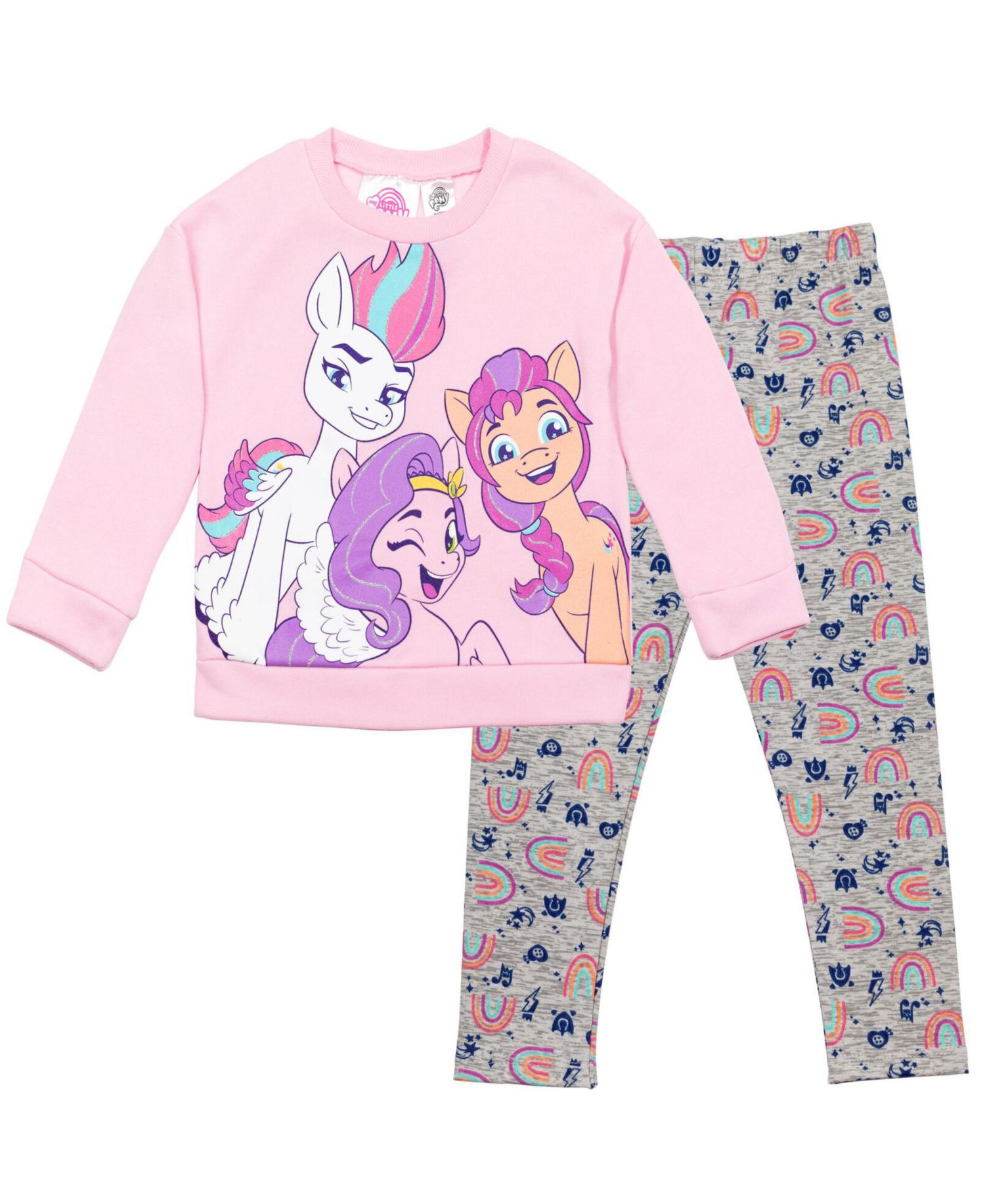 Toddler Girls My Pony Sunny Pipp Zipp Fleece Pullover Sweatshirt Legging Set Toddler|Child