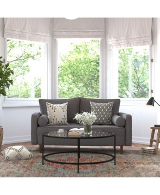 Holden Upholstered Mid-Century Modern Pocket Spring Loveseat With Wooden Legs And Removable Back Cushions