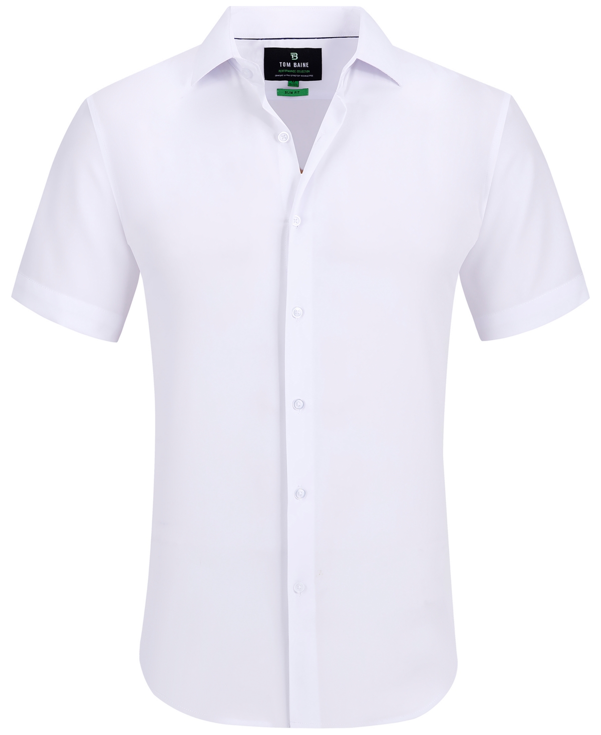 Tom Baine Men's Slim Fit Short Sleeve Performance Button Down Dress Shirt In White