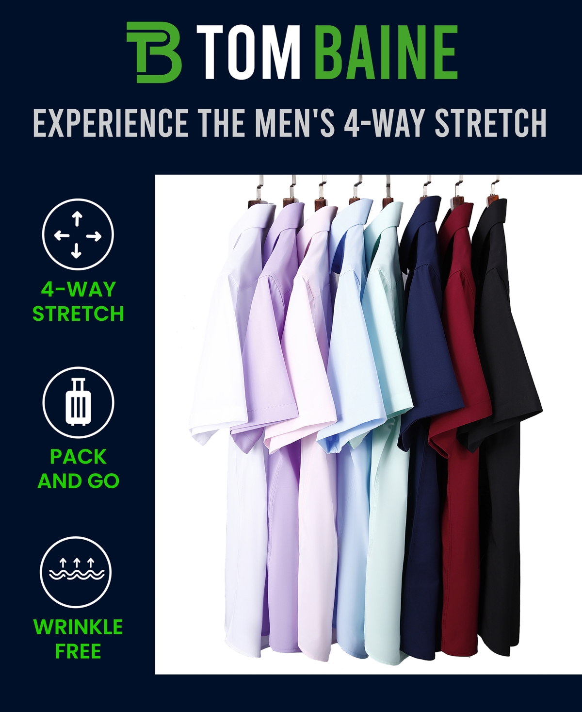 Shop Tom Baine Men's Slim Fit Short Sleeve Performance Button Down Dress Shirt In Purple
