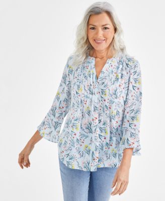 Style & Co - Women's 3/4-Sleeve Pintuck Top