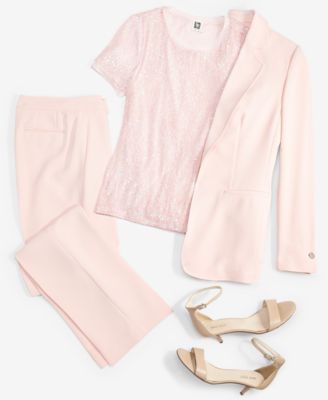 Anne Klein Women's Open-Front Jacket, Sequin Tee & Extended-Tab Trousers