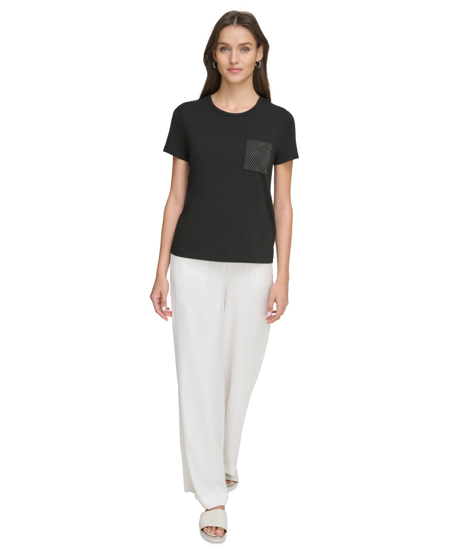 Women's Studded Pocket Short-Sleeve Shirt
