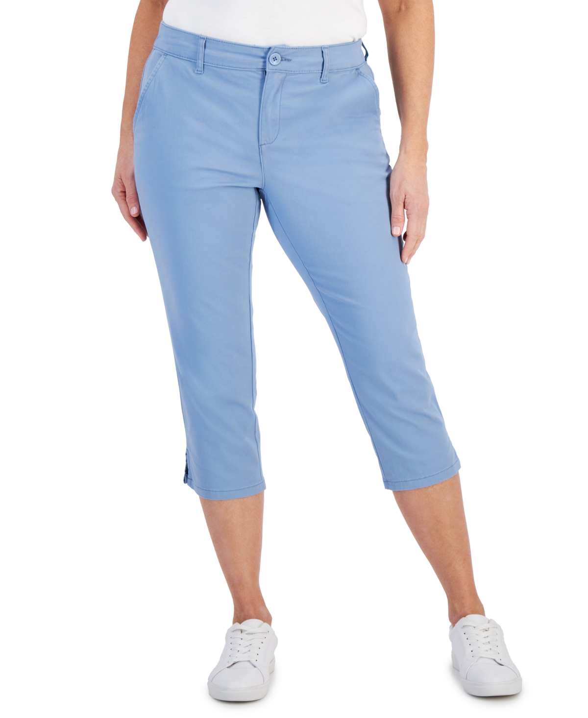 Shop Style & Co Women's Mid-rise Comfort Waist Capri Pants, 2-24w, Created For Macy's In Blue Fog