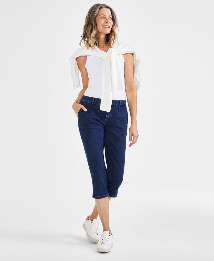 Style & Co Petite Chambray Comfort Capri Pants, Created for Macy's - Macy's