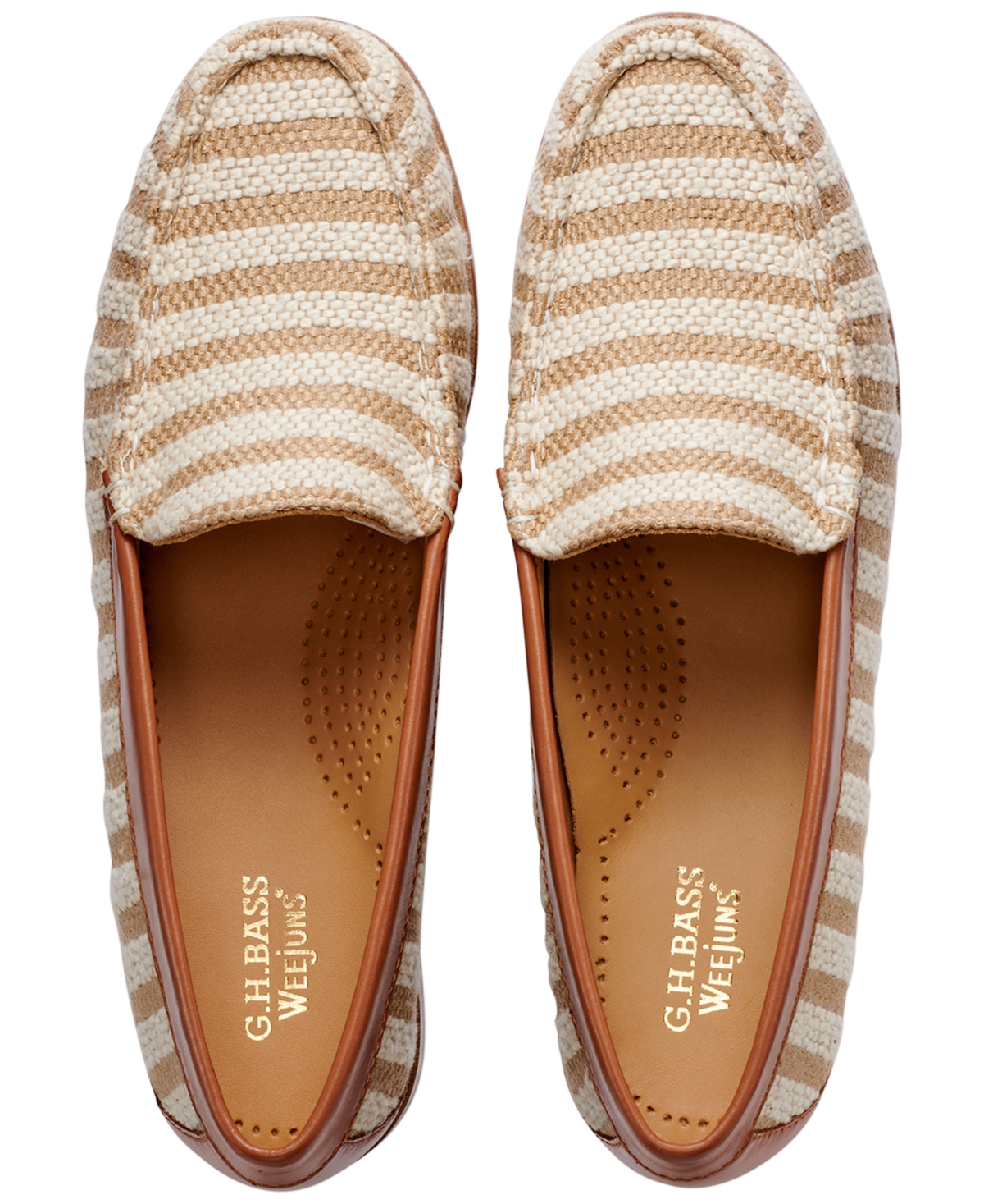 Shop Gh Bass Women's Weejuns Venetian Striped Fabric Loafers In Tan Multi