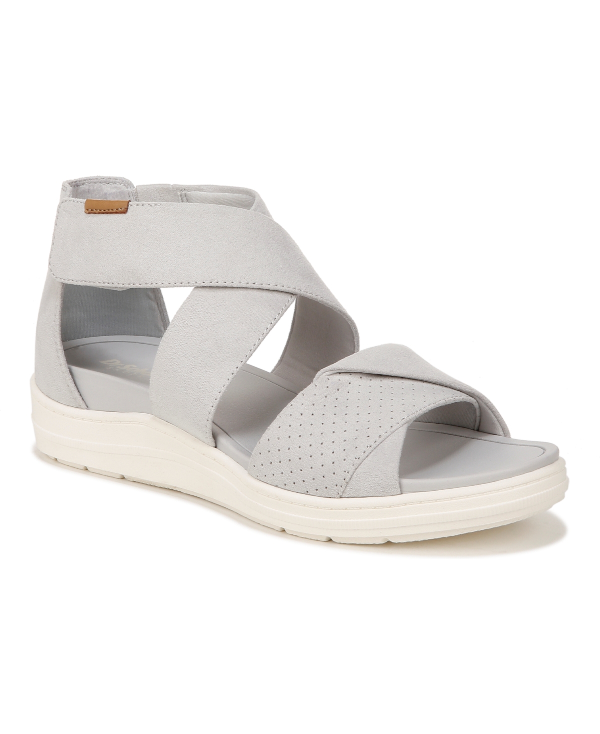 Shop Dr. Scholl's Women's Time Off Fun Ankle Strap Sandals In Vapor Grey Microfiber