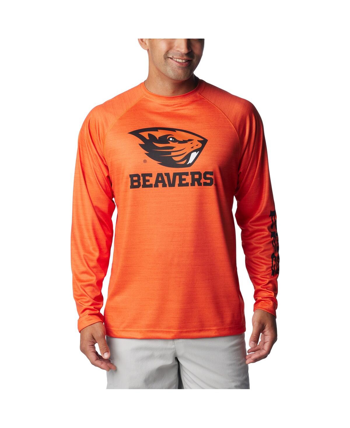 Shop Columbia Men's  Orange Oregon State Beavers Pfg Terminal Tackle Omni-shade Raglan Long Sleeve T-shirt