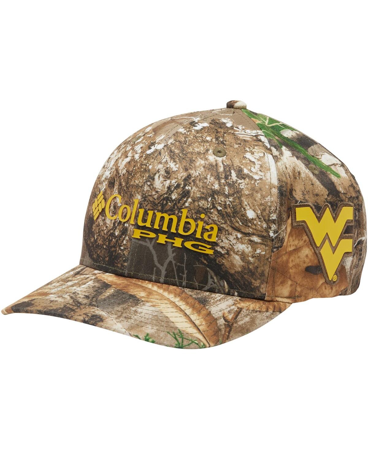 Columbia Men's And Women's  Real Tree Camo West Virginia Mountaineers Mossy Oak Bottomland Flex Hat In Brown