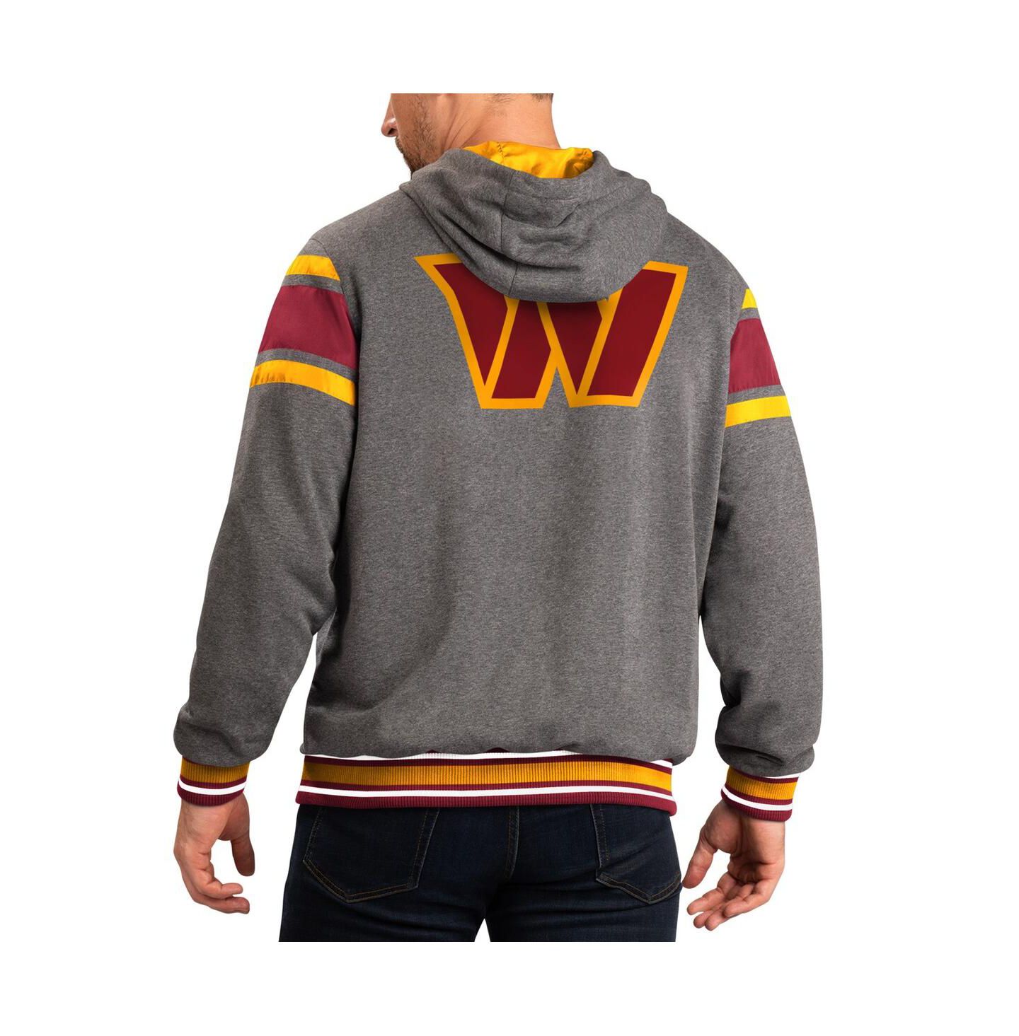 Мужские худи G-III Sports by Carl Banks Burgundy, Gray Washington Commanders Extreme Full Back Reversible Full-Zip Jacket — фото 3