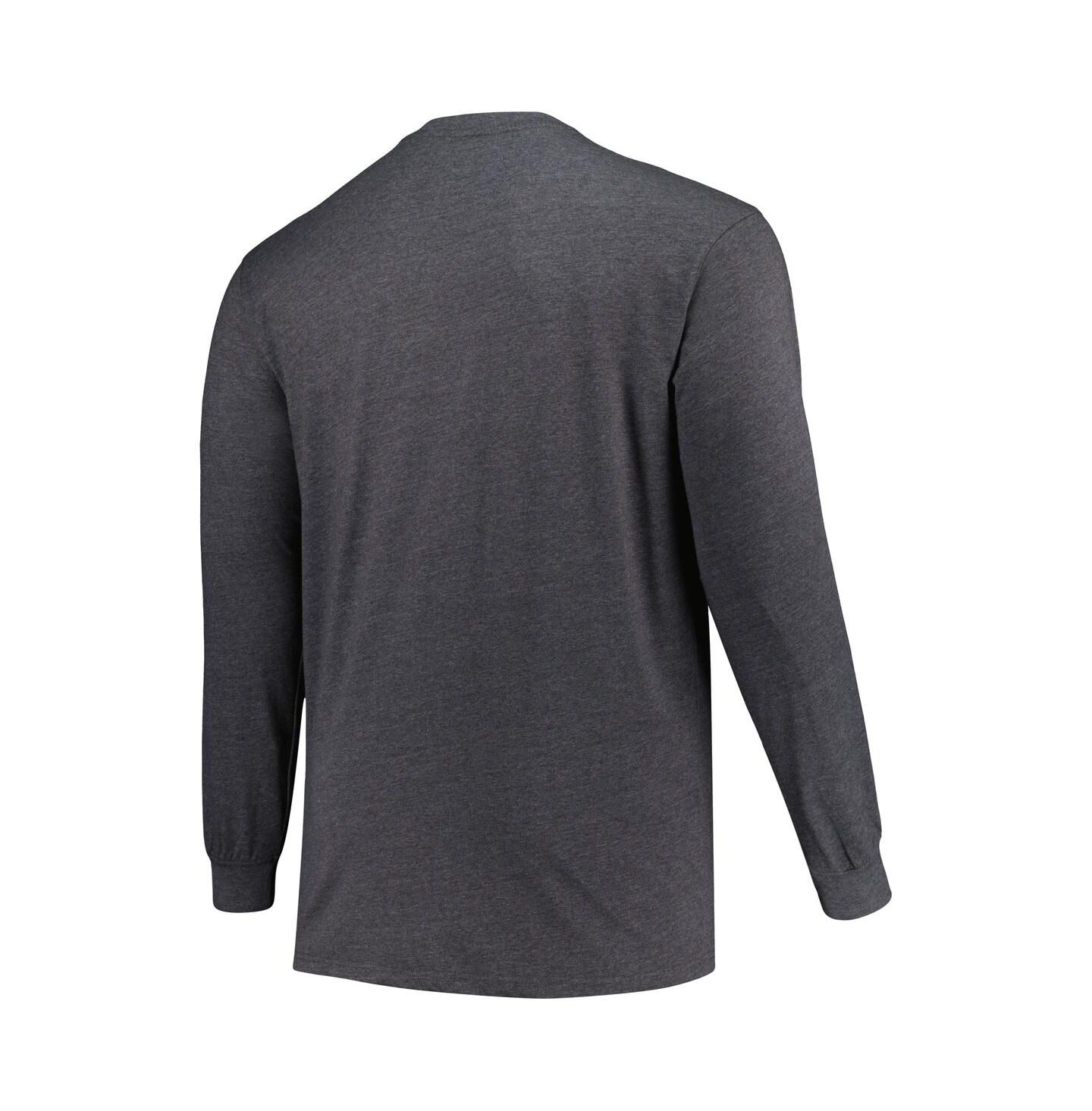 Мужская футболка Profile Heather Charcoal Distressed Tampa Bay Buccaneers Big and Tall Throwback Long Sleeve — фото 2