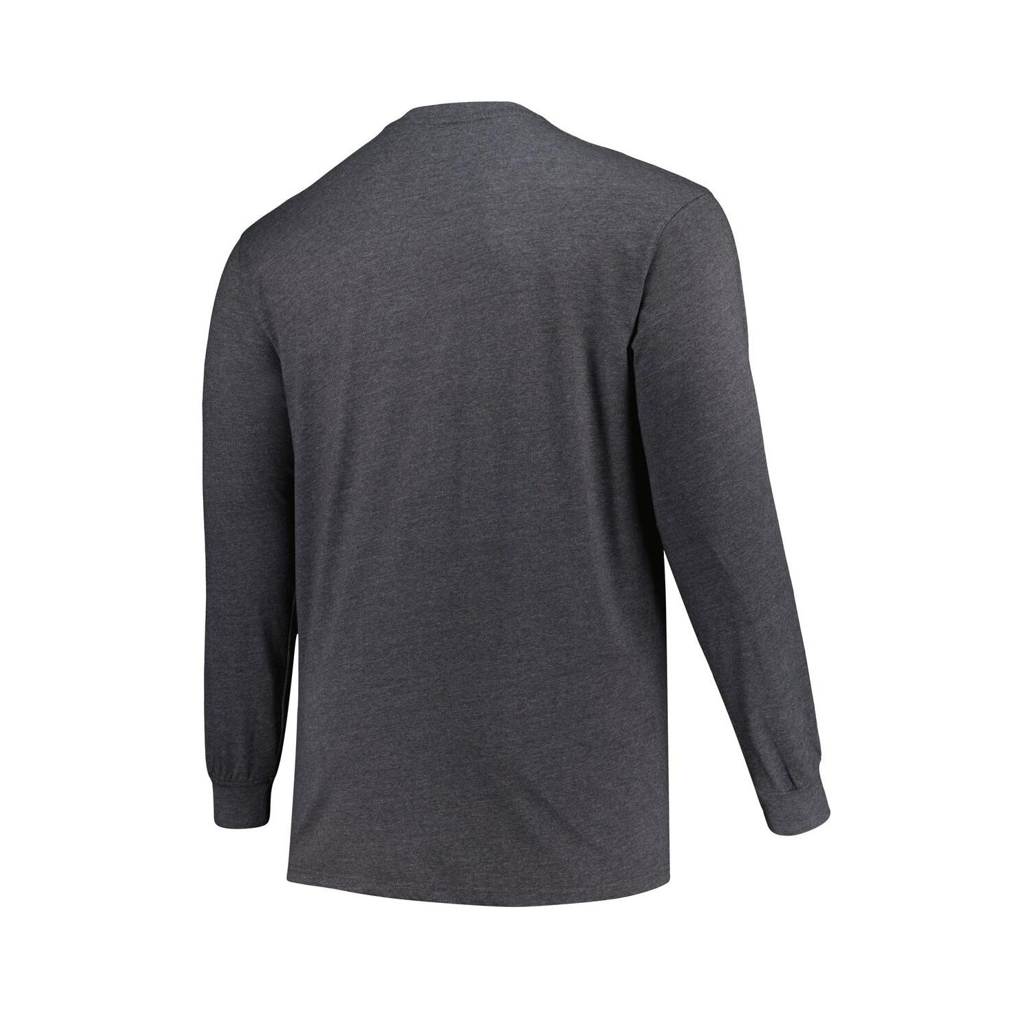 Men's Heather Charcoal Distressed Tampa Bay Buccaneers Big and Tall Throwback Long Sleeve T-shirt