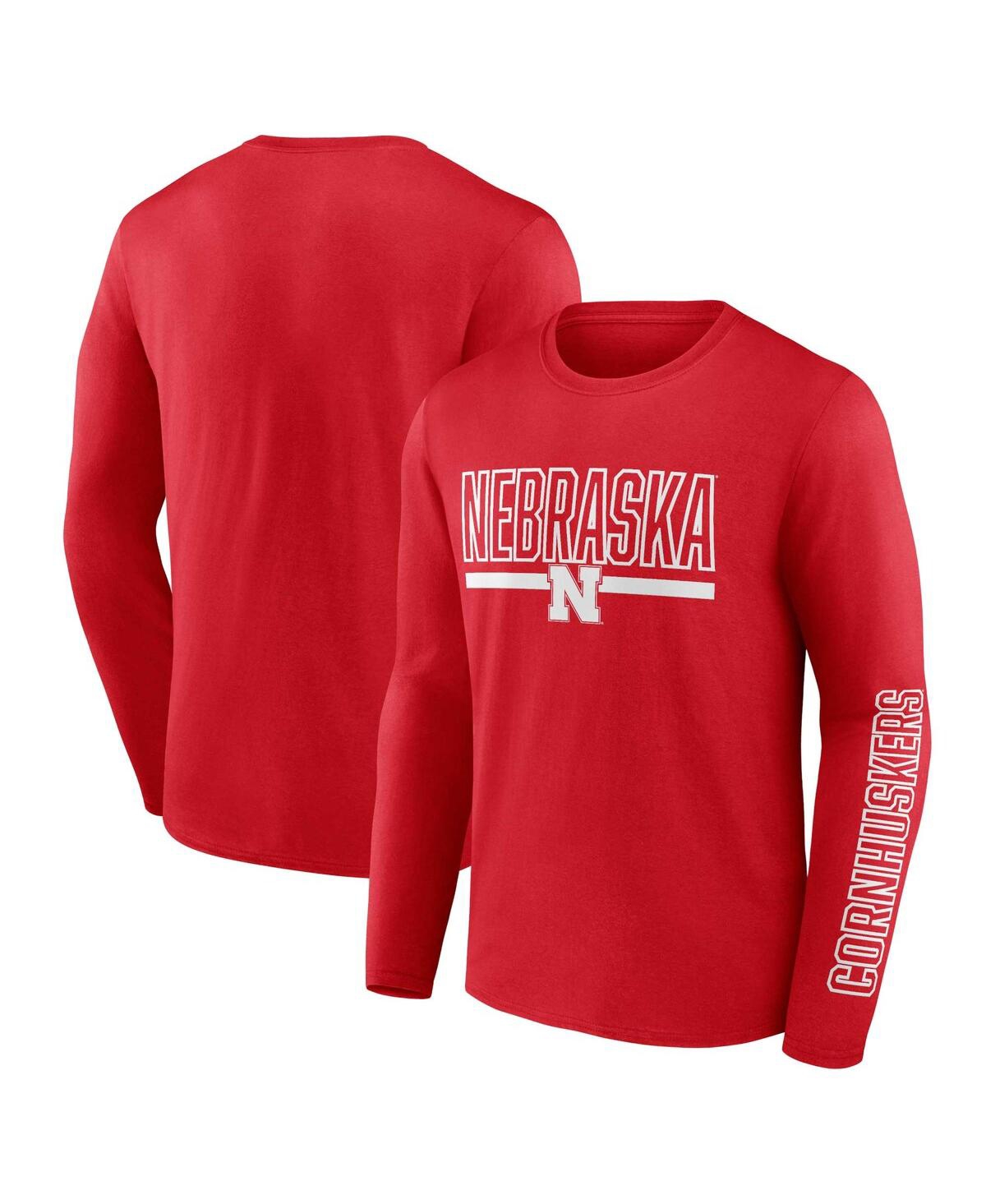 Shop Profile Men's  Scarlet Nebraska Huskers Big And Tall Two-hit Graphic Long Sleeve T-shirt