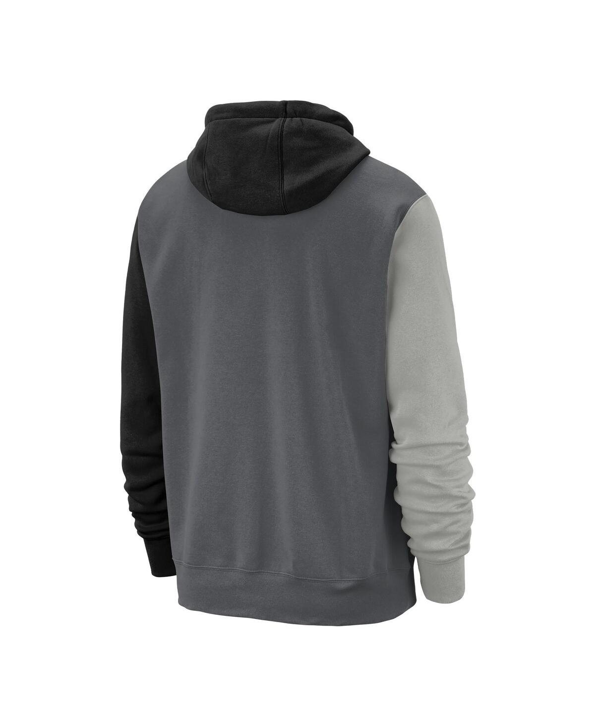 Shop Nike Men's  Gray La28 Color-block Club Fleece Pullover Hoodie