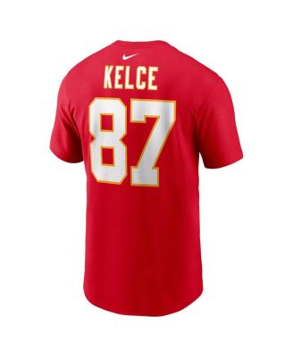 Men's Travis Kelce Red Kansas City Chiefs Player Name and Number T-shirt