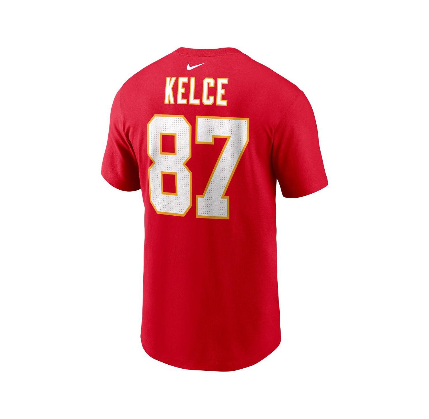Men's Travis Kelce Red Kansas City Chiefs Player Name and Number T-shirt
