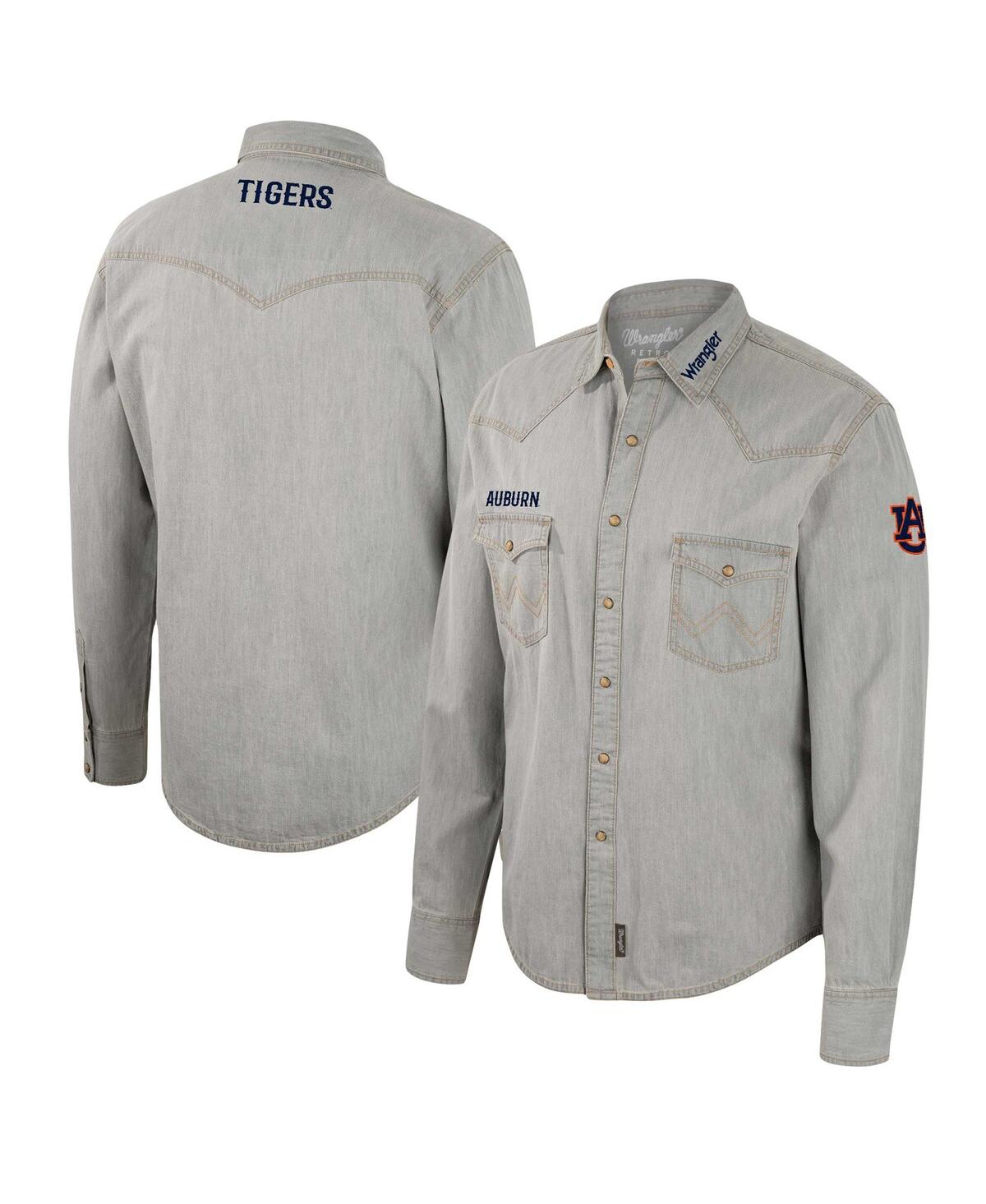 Shop Colosseum Men's  X Wrangler Gray Auburn Tigers Cowboy Cut Western Full-snap Long Sleeve Shirt