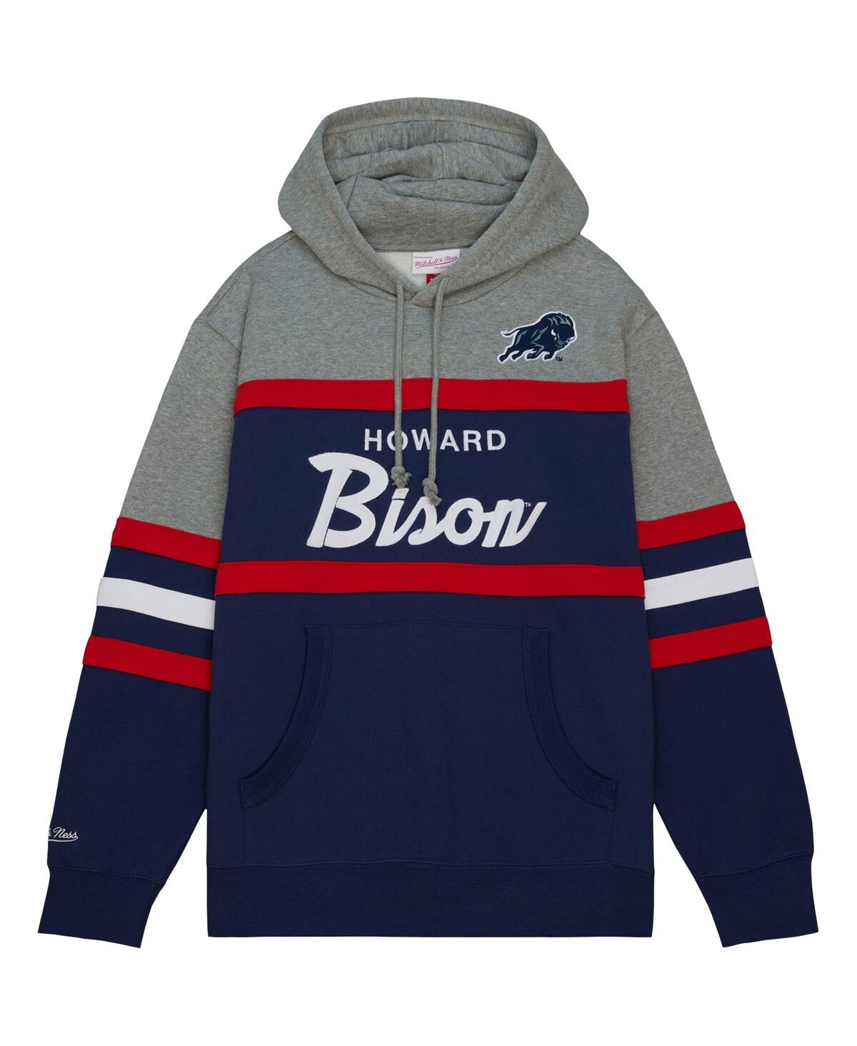 Men's Mitchell & NessHoward Bison Head Coach Pullover Hoodie - Navy