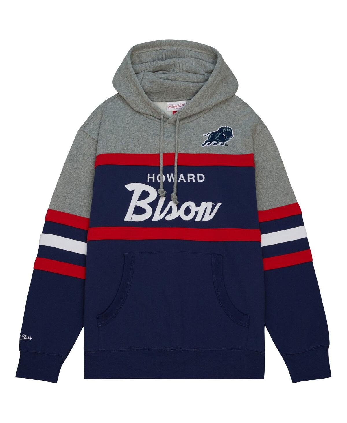 Shop Mitchell & Ness Men's  Navy Howard Bison Head Coach Pullover Hoodie