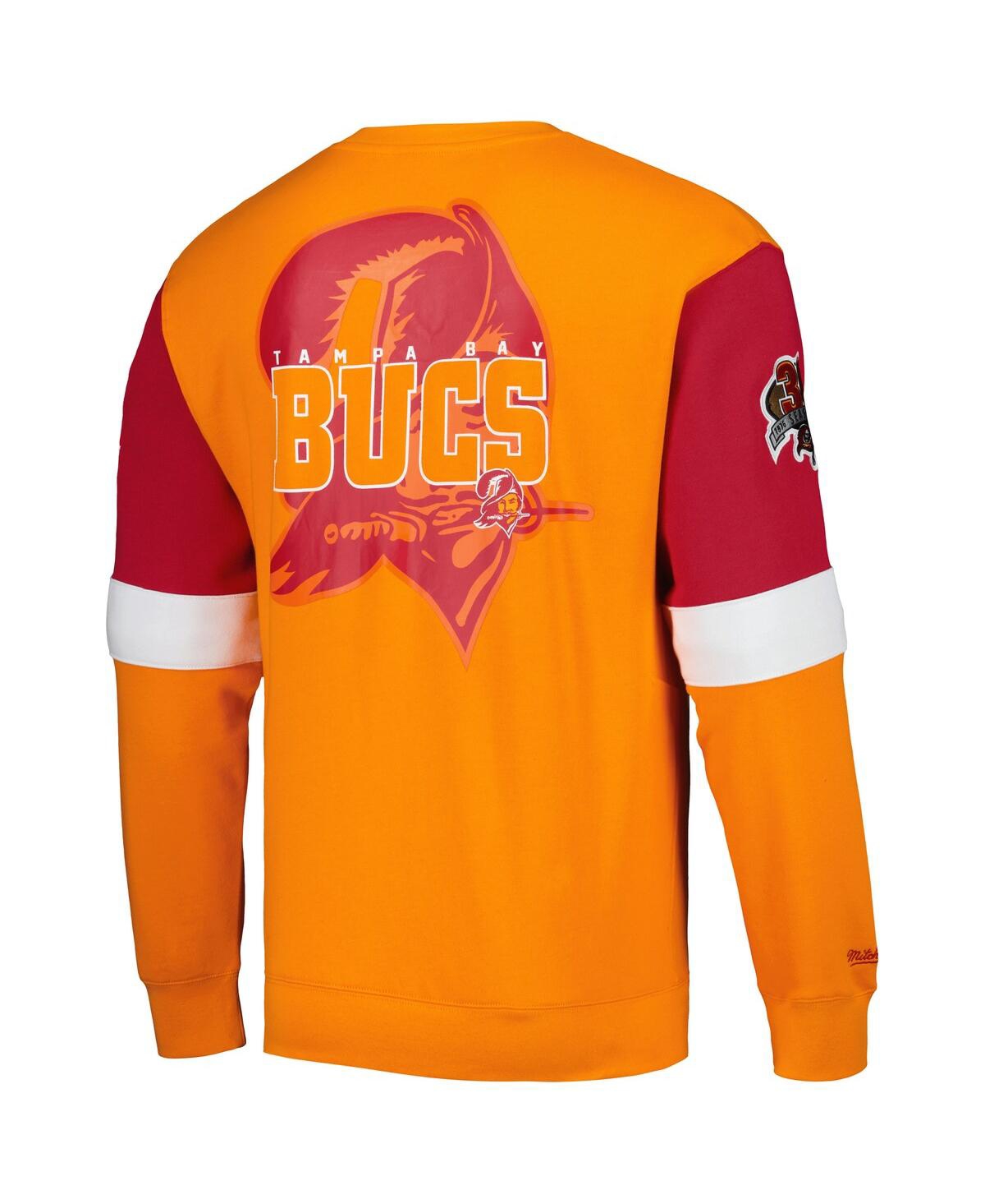 Men's Mitchell & NessTampa Bay Buccaneers Gridiron Classics Allover 3.0 Pullover Sweatshirt - Orange