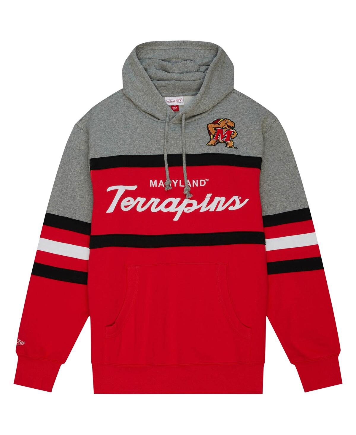 Mitchell & Ness Men's  Red, Gray Carolina Hurricanes Head Coach Pullover Hoodie In Red