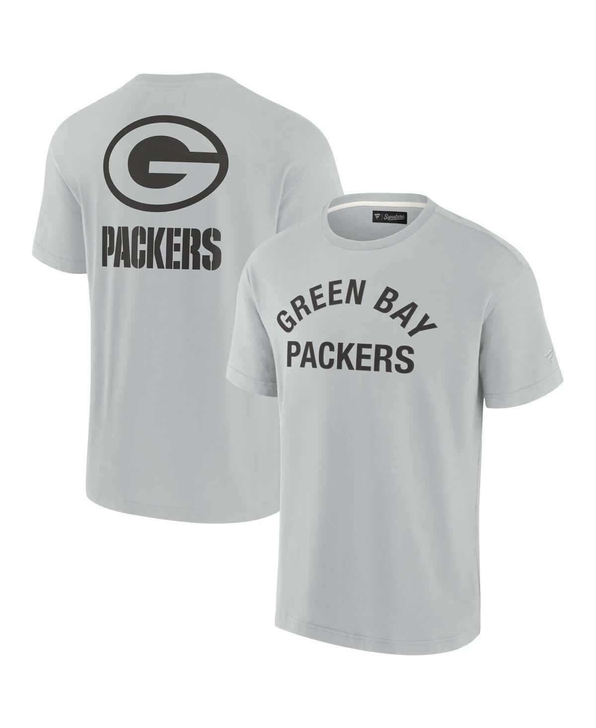 Men's and Women's Fanatics Signature Gray Green Bay Packers Super Soft Short Sleeve T-shirt - Gray