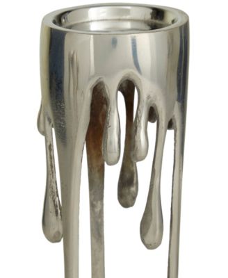 Aluminum Abstract Pillar Drip Candle Holder with Melting Designed Legs Set of 3 - 12", 10", 8" H