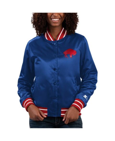 Женские куртки Starter Women's Royal Buffalo Bills Full Count Satin Full-Snap Varsity Jacket