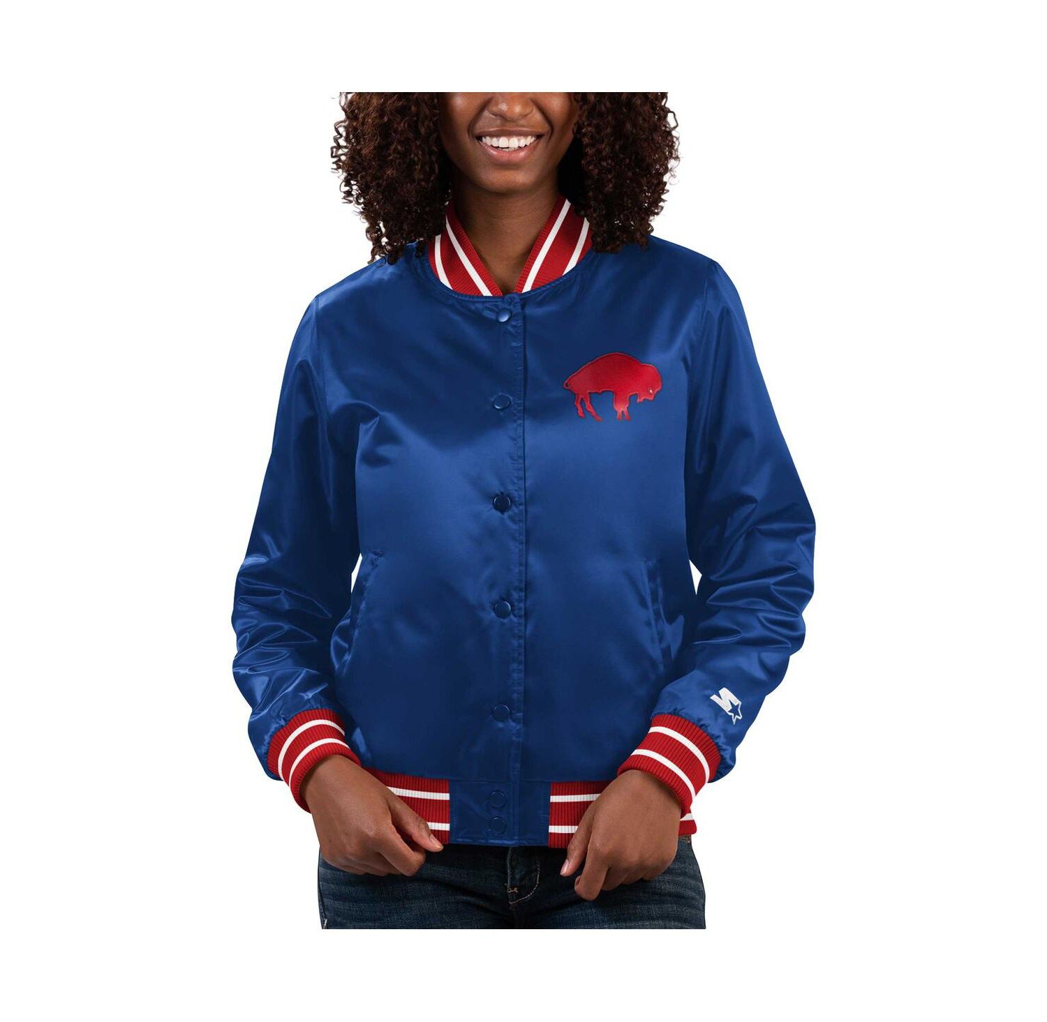 Women's Royal Buffalo Bills Full Count Satin Full-Snap Varsity Jacket