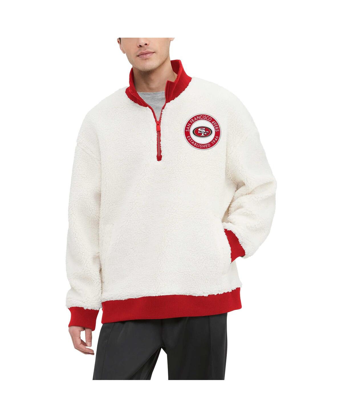 Men's Tommy Hilfiger Cream San Francisco 49ers Jordan Sherpa Quarter-Zip Sweatshirt - Cream