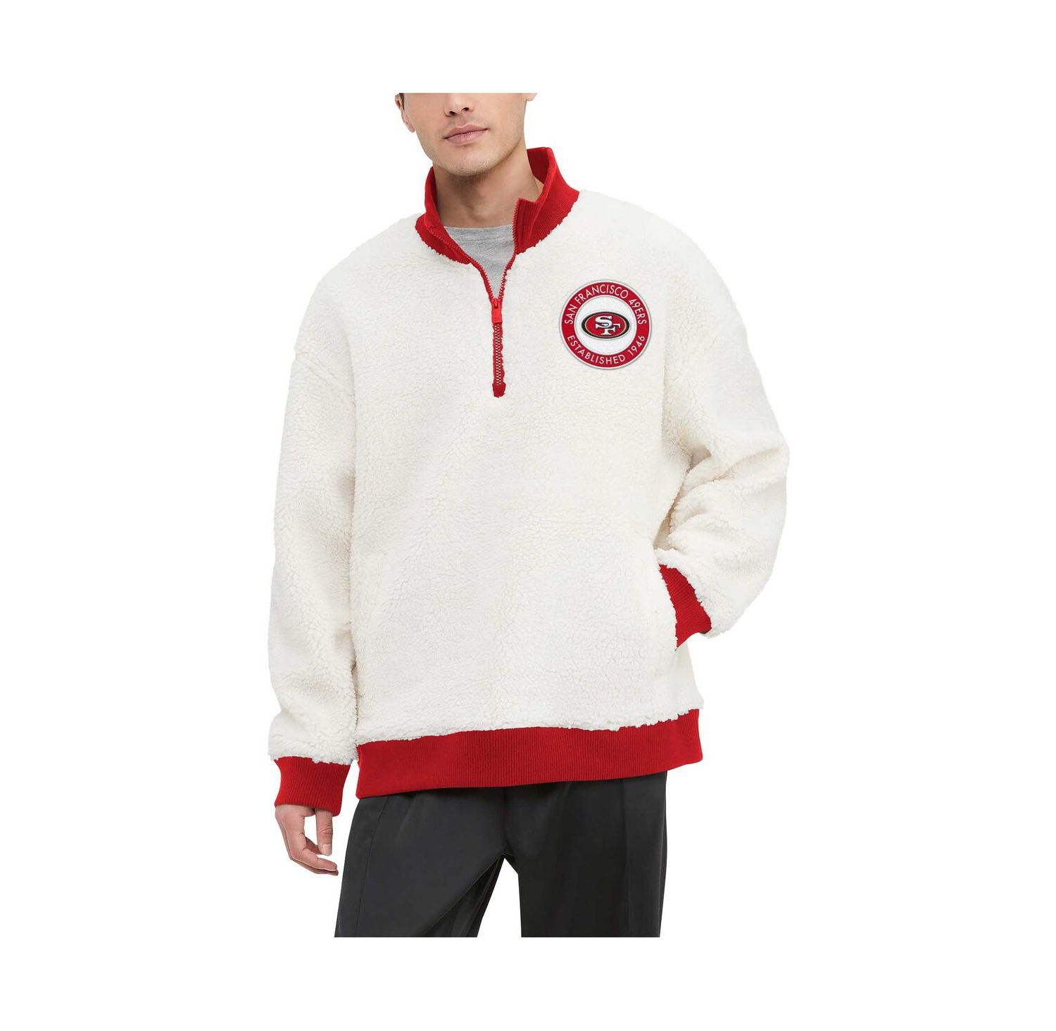 Men's Cream San Francisco 49ers Jordan Sherpa Quarter-Zip Sweatshirt
