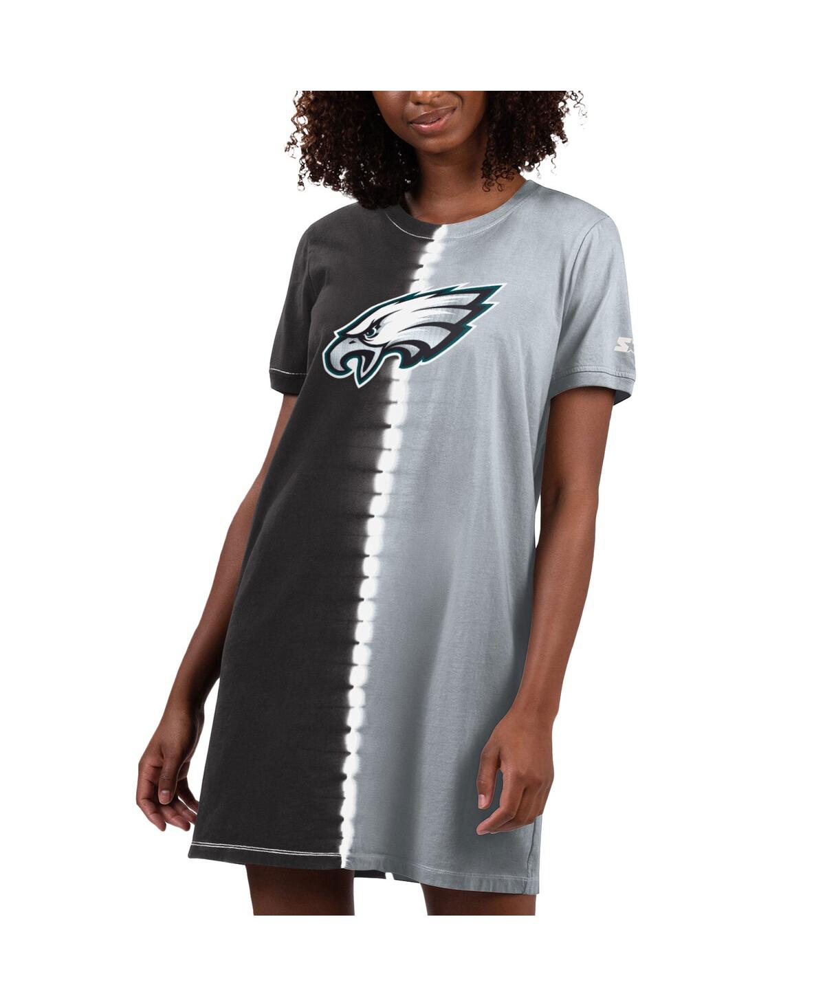 Shop Starter Women's  Black Philadelphia Eagles Ace Tie-dye T-shirt Dress